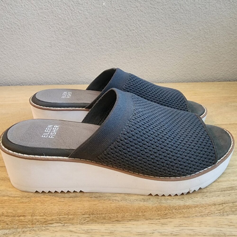 Eileen Fisher Shoes Womens Size 8 Knit Wedge Platform Slides Sandals Comfort